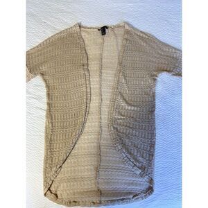 Forever 21  made USA beige open knit cardigan short sleeve women's size small